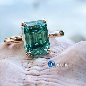 2 Ct Colombian Emerald Cut Solitaire Wedding Ring